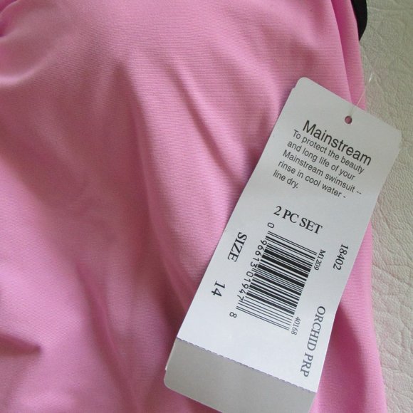 MAINSTREAM Pink Black Tankini - Size 14 - Picture 6 of 8
